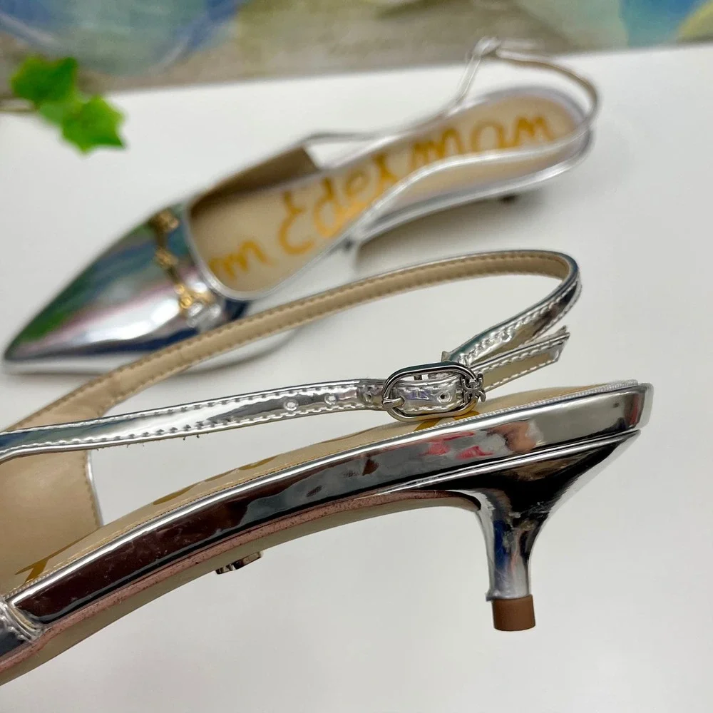 Sam Edelman Fitzgerald Kitten Heels in Silver Size 7.5 - Picture 8 of 12